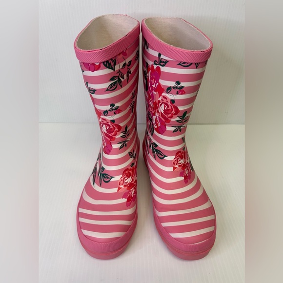 Unbranded Shoes - 🌹Women’s Floral Pink/White Striped w/ Side Buckle Detailing Rain Boots